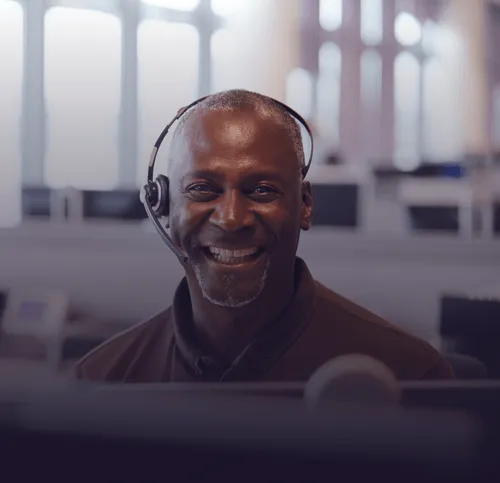 Guy wearing support headset