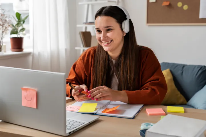 girl attending live virtual classroom